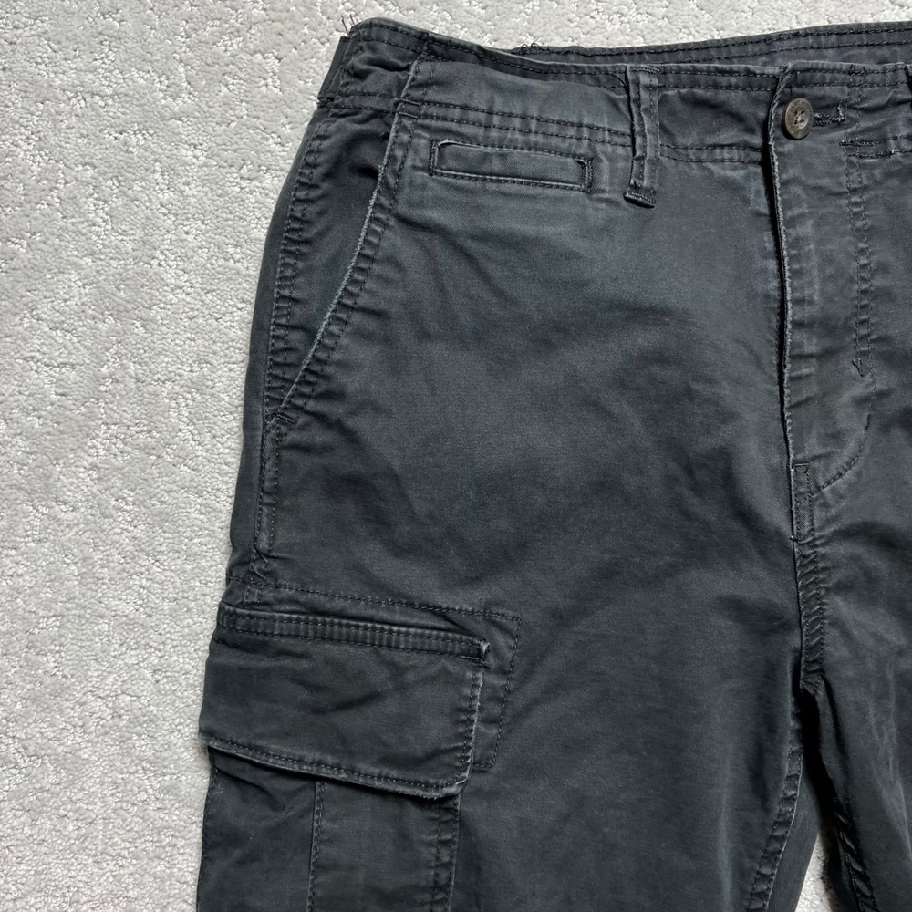 American Eagle Slim Lived-In Cargo Pants Mens 33x32 Black Faded Cotton Flex - Picture 3 of 14